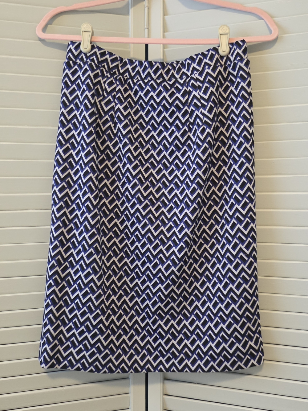 41 Hawthorn Black, Royal Blue & White Geometric A-Line Women's Skirt